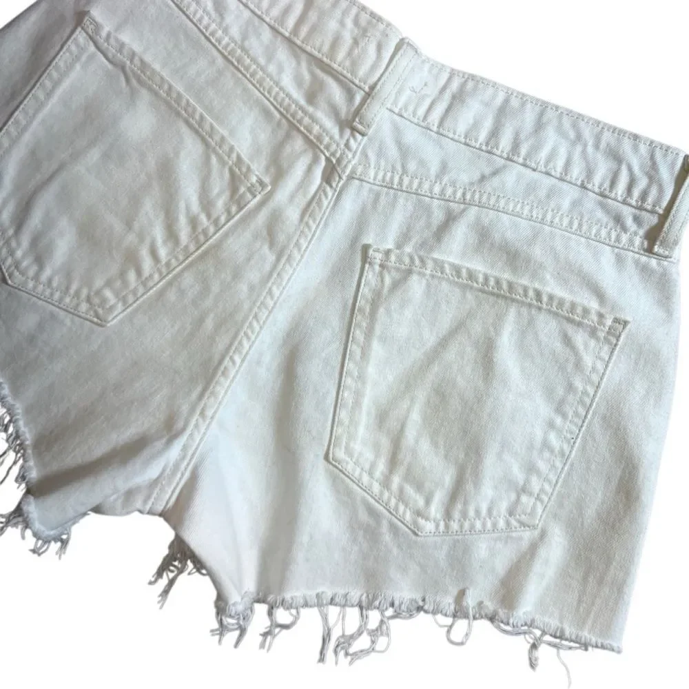 Forever 21 White Distressed high waist cut off Jean Shorts Size 27